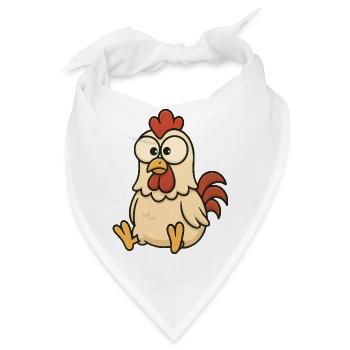 Süßes verwirrtes Huhn Cartoon mit Kulleraugen  - Bandana - Weiß - Vorne