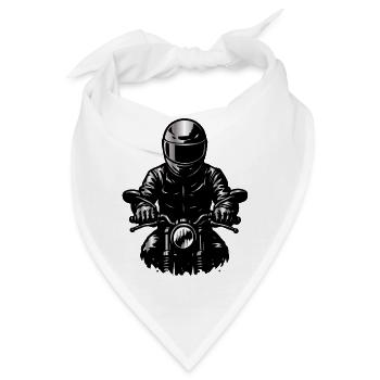 Motorradfahrer im Helm – Frontansicht Illustration - Bandana - Weiß - Vorne