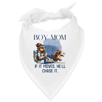 Boy Mom – If It Moves, He’ll Chase It - Bandana - Weiß - Vorne