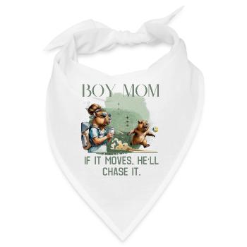 Boy Mom – If It Moves, He’ll Chase It - Bandana - Weiß - Vorne