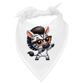 Süßes Zebra Dabbing Cartoon Nerd Brille Safari - Bandana - Weiß - Vorne