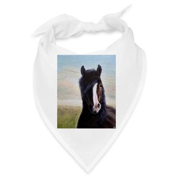 Realistisches Pferdeporträt auf Leinwand - Bandana - Weiß - Vorne