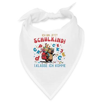 Capybara Schulkind – 1. Klasse, ich komme! - Bandana - Weiß - Vorne