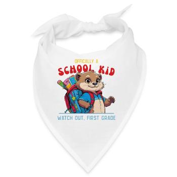 Witziges Schulkind mit Rucksack Design - Bandana - Weiß - Vorne