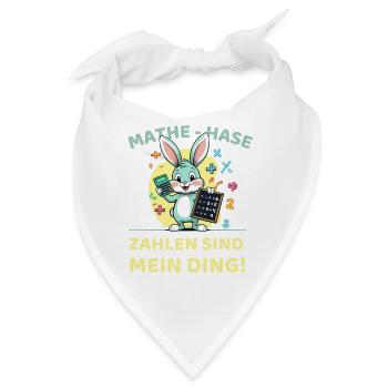 Mathe-Hase mit Taschenrechner und Tafel - Bandana - Weiß - Vorne