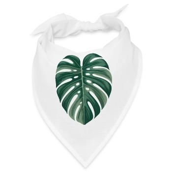 Tropische Monstera-Blatt-Illustration - Bandana - Weiß - Vorne