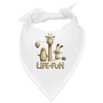 Leben ist Fun – Tierische Freunde Design Humor  - Bandana - Weiß - Vorne