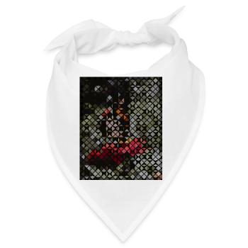 Monarchenschmetterling auf Blüte in Mosaikmuster - Bandana - Weiß - Vorne
