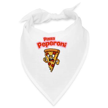 Wütende Pepperoni Pizza Karikatur  - Bandana - Weiß - Vorne