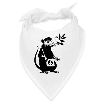 Schwarzweiß Ratte mit Taube Friedenssymbol - Bandana - Weiß - Vorne