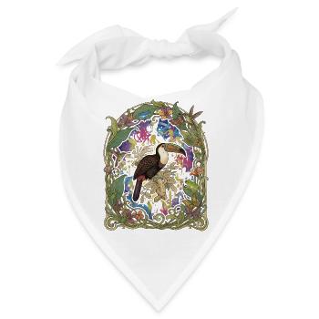 Tropischer Toucan im Blumengarten - Bandana - Weiß - Vorne