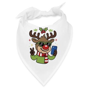 Weihnachts-Selfie Rentier mit Brille - Bandana - Weiß - Vorne