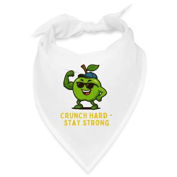 Crunch Hard Stay Strong -  Apfel Karikatur  - Bandana - Weiß - Vorne