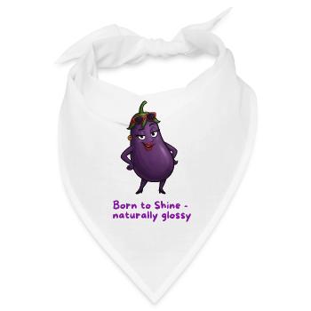 Born to Shine – Natürlich Glossy Aubergine  - Bandana - Weiß - Vorne