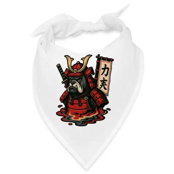 Samurai-Bulldogge in feuriger Rüstung - Bandana - Weiß - Vorne