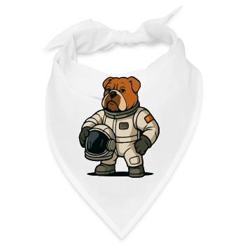 Bulldogge Astronaut Maskottchen - Bandana - Weiß - Vorne