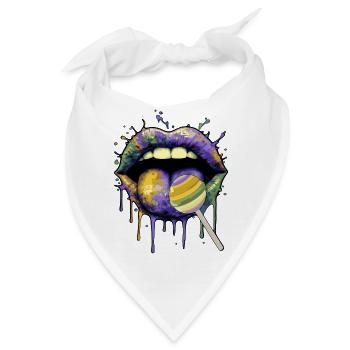 Bunte Pop-Art Lippen & Lolli - Bandana - Weiß - Vorne