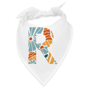 Buchstabe r groovige Blumen Geschenkidee - Bandana - Weiß - Vorne