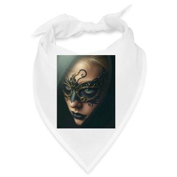 Gold Maskierte Verzauberungsfrau Schwarz -GBC - Bandana - Weiß - Vorne