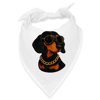 Dackel im Bling Sonnenbrille - Bandana - Weiß - Vorne
