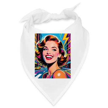 Pop Art Portrait 60er Jahre - Bandana - Weiß - Vorne
