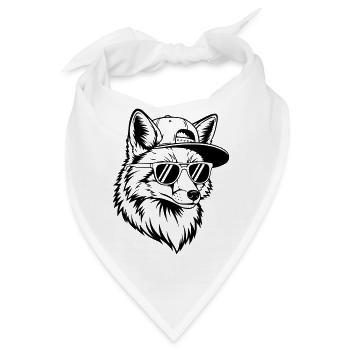 Cooler Fuchs mit Cap und Sonnenbrille - Bandana - Weiß - Vorne