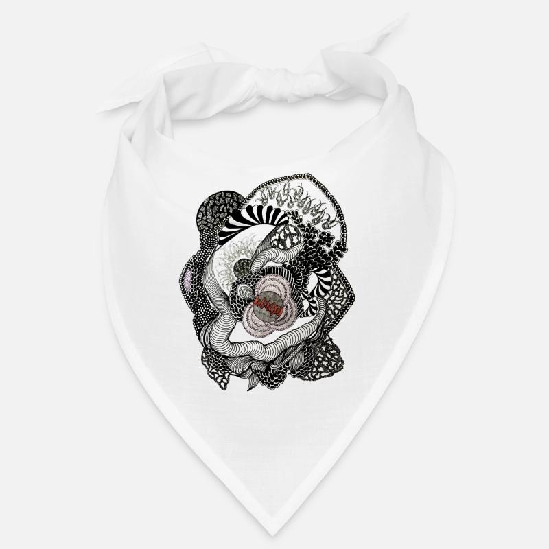 Spirale de Fleurs Noires Blanches Bandana