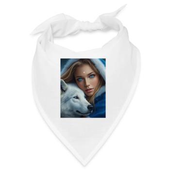 Winterwolf Frau Portrait - Bandana - Weiß - Vorne