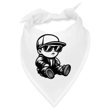 Baby mit Sonnenbrille und Cap Vorne - Bandana - Weiß - Vorne