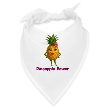 Pineapple Power Cartoonfigur - Bandana - Weiß - Vorne