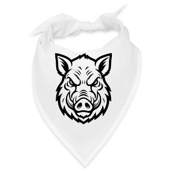 Wildschwein Kopf Keiler Aggressiv Vektor - Bandana - Weiß - Vorne