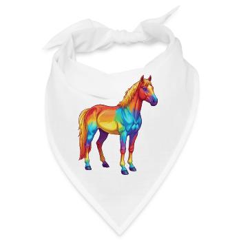 Buntes Pferderegenbogen-Pop-Art-Aquarell - Bandana - Weiß - Vorne