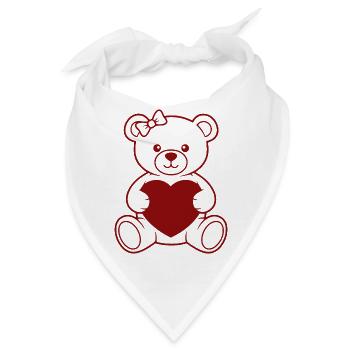 Herzensbär mit Schleife - Bandana - Weiß - Vorne