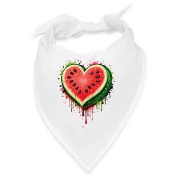 Saftige Wassermelone in Herzform Illustration  - Bandana - Weiß - Vorne