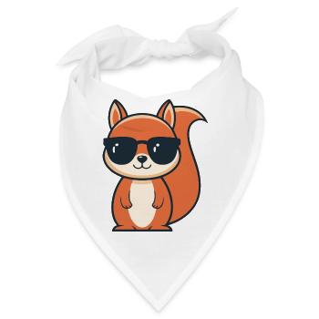 Schicke Eichhörnchen-Schwarze Brille - Bandana - Weiß - Vorne