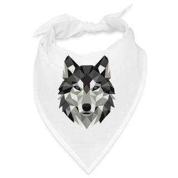 Wolfskopf Lowpoly Geometrie - Bandana - Weiß - Vorne