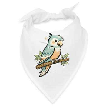 Pastellpapagei auf Ast - Bandana - Weiß - Vorne