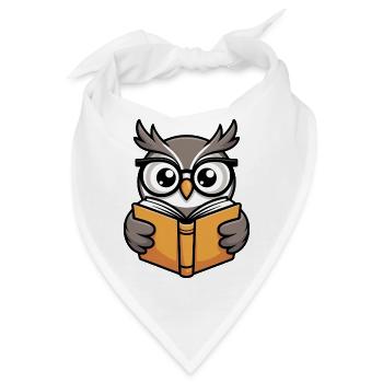 Süße Lese-Eule mit Brille - Bandana - Weiß - Vorne
