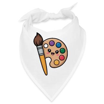 Maler Pinsel und Farb-Palette - Bandana - Weiß - Vorne
