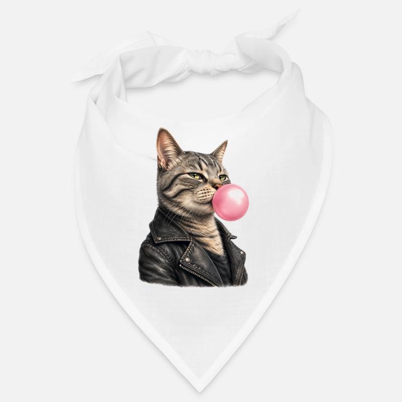 Coole Katze mit Lederjacke Bandana