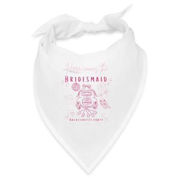 Brautjungfernparty Retro Auto Pink JGA Bachelorett - Bandana - Weiß - Vorne