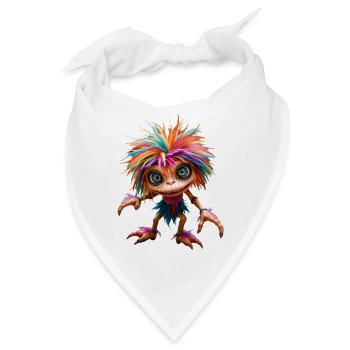 Mehrfarbiges, pelziges Wesen - Bandana - Weiß - Vorne