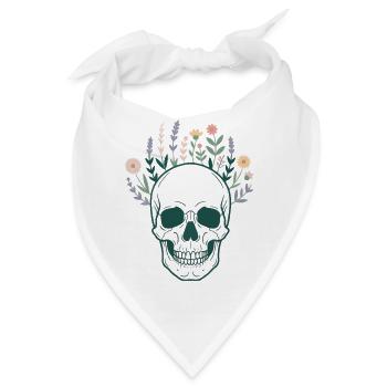 Totenkopf Schädel Botanik Blumen Blüten Mystisch - Bandana - Weiß - Vorne