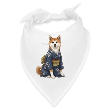 Akita Inu Hund in Kimono - Bandana - Weiß - Vorne