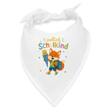 Endlich Schulkind Fuchs mit Zuckertüte - Bandana - Weiß - Vorne