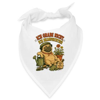 Gärtner Mops Chef der Beete - Bandana - Weiß - Vorne