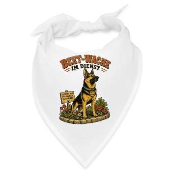 Schäferhund Beet-Wache Garten - Bandana - Weiß - Vorne