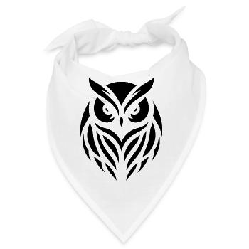 Weise Waldeule: Silhouettenkunst des Waldkauzes - Bandana - Weiß - Vorne