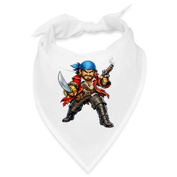 Seeräuber mit blauem Kopftuch - Bandana - Weiß - Vorne