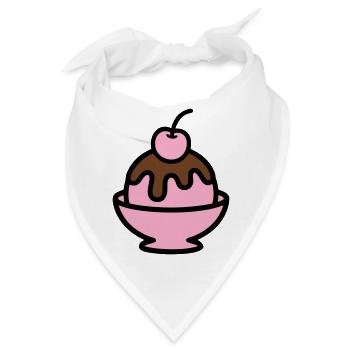 Eisbecher Kirsche Grafik - Bandana - Weiß - Vorne